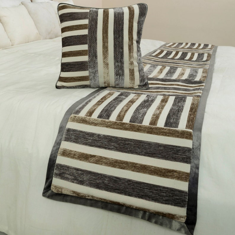 Striation Decorative Bed Runner and Cushion Cover