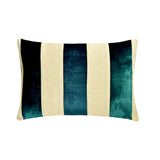 Swathe Turquoise - Blue Linen & Velvet Lumbar Pillow Cover