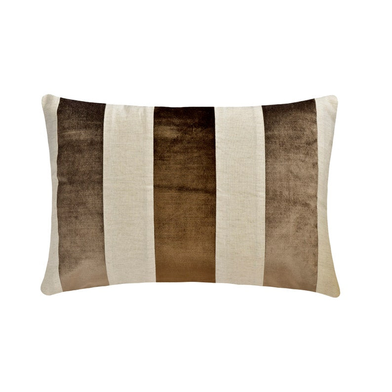 Swathe Cranberry - Red Linen & Velvet Lumbar Pillow Cover