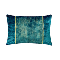 Resplendent Peacock - Peacock Green Velvet Lumbar Pillow Cover