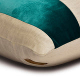 Swathe Teal - Blue Velvet & Linen Lumbar Pillow Cover