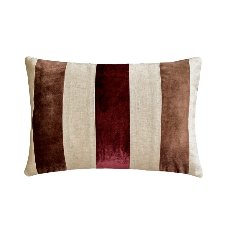 Swathe Turquoise - Blue Linen & Velvet Lumbar Pillow Cover