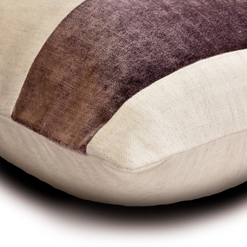 Swathe Wine - Purple Velvet & Linen Decorative Lumbar  Cushion Cover