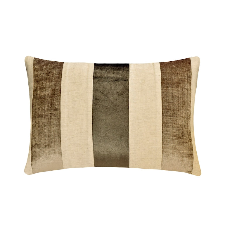 Swathe Wine - Purple Velvet & Linen Decorative Lumbar  Cushion Cover