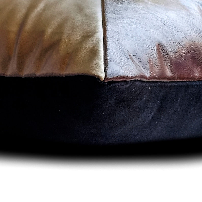 The Plough - Brown Faux Leather Lumbar Pillow Cover