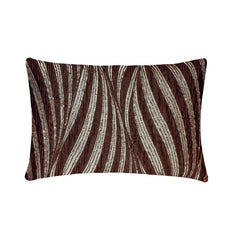 Purple N Gold Waves - Purple Silk Lumbar Pillow Cover