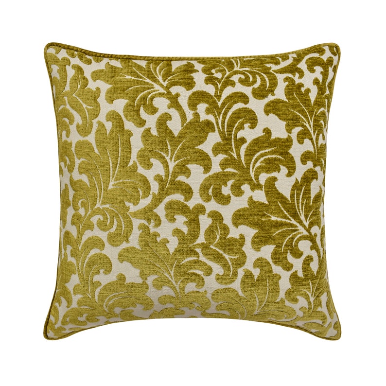 Chartreuse Flowery Throw Pillow Cover