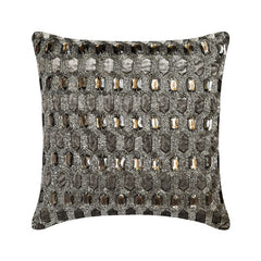 Kohinoor - White & Silver Silk Throw Pillow Cover