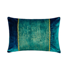 Resplendent Teal - Blue Velvet Lumbar Pillow Cover