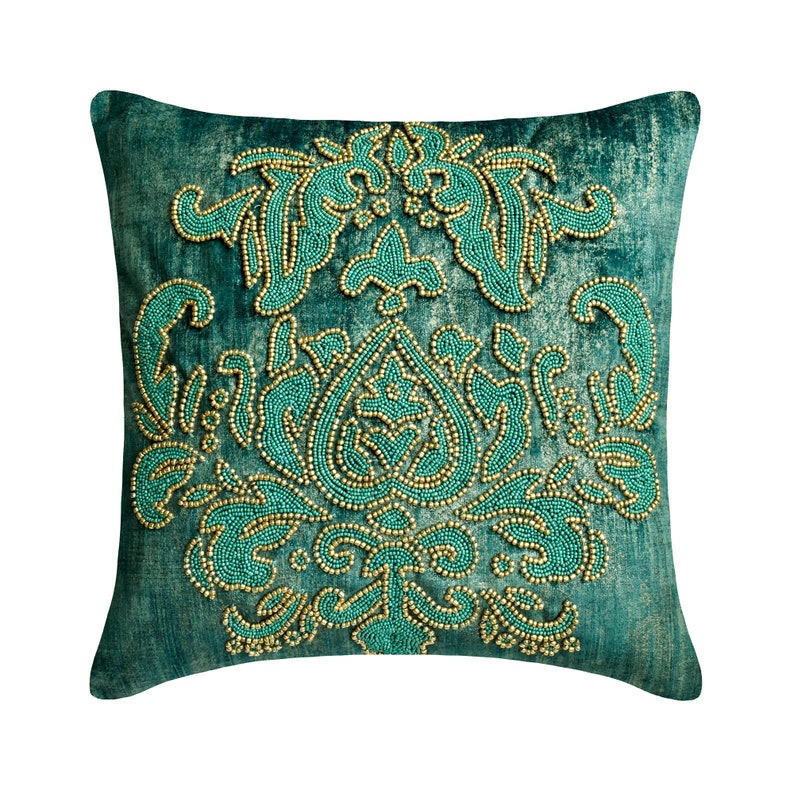 Aureate Ivory - Gold Velvet Throw Pillow Cover