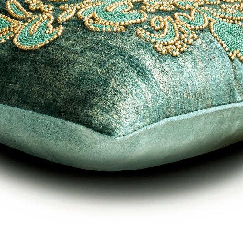 Aureate Ivory - Gold Velvet Throw Pillow Cover