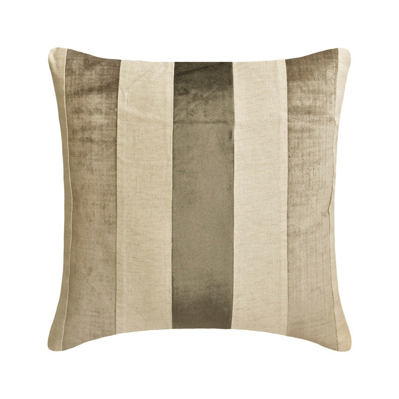 Velvet Band Gold - Gold Velvet & Linen Throw Pillow Cover