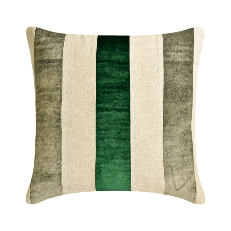 Velvet Band Gold - Gold Velvet & Linen Throw Cushion Cover