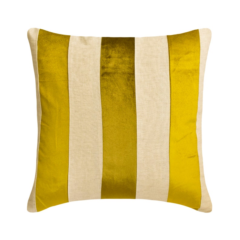 Velvet Band Gold - Gold Velvet & Linen Throw Cushion Cover