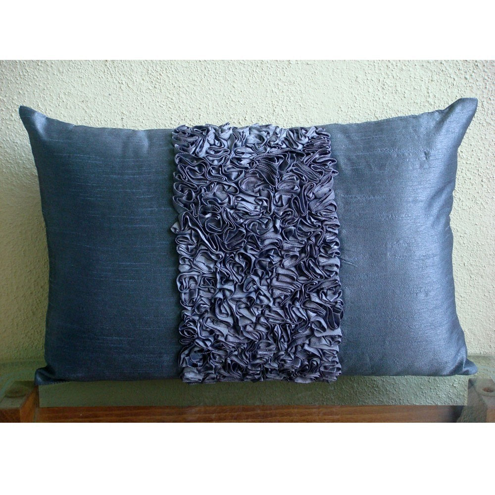Blue Love - Art Silk Blue Decorative Lumbar Pillow Cover