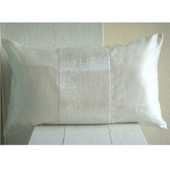 White Center - Art Silk White Decorative Lumbar Pillow Cover