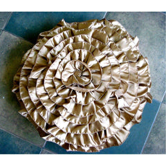 Satin Ruffles - Satin Peach Decorative Round Cushion Cover