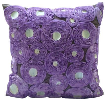 Bed Of Roses - Red Art Silk Decorative Euro Sham