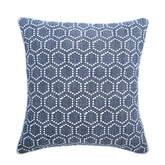 Linen Closet - Blue Linen Embroidered Decorative Euro Sham