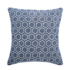 Linen Closet - Blue Linen Embroidered Decorative Euro Sham