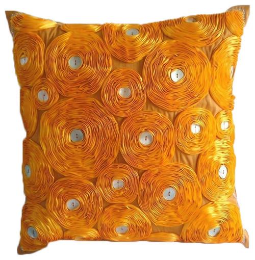 Bed Of Roses - Red Art Silk Decorative Euro Sham