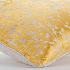 Mimosa Yellow Drops - Mimosa Yellow Burnout Velvet Throw Pillow Cover