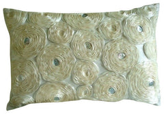 Aquamarine Roses - Art Silk Turquoise Decorative Lumbar Cushion Cover