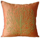 Tree Of Joy - Deep Red Art Silk Throw Pillow Cover