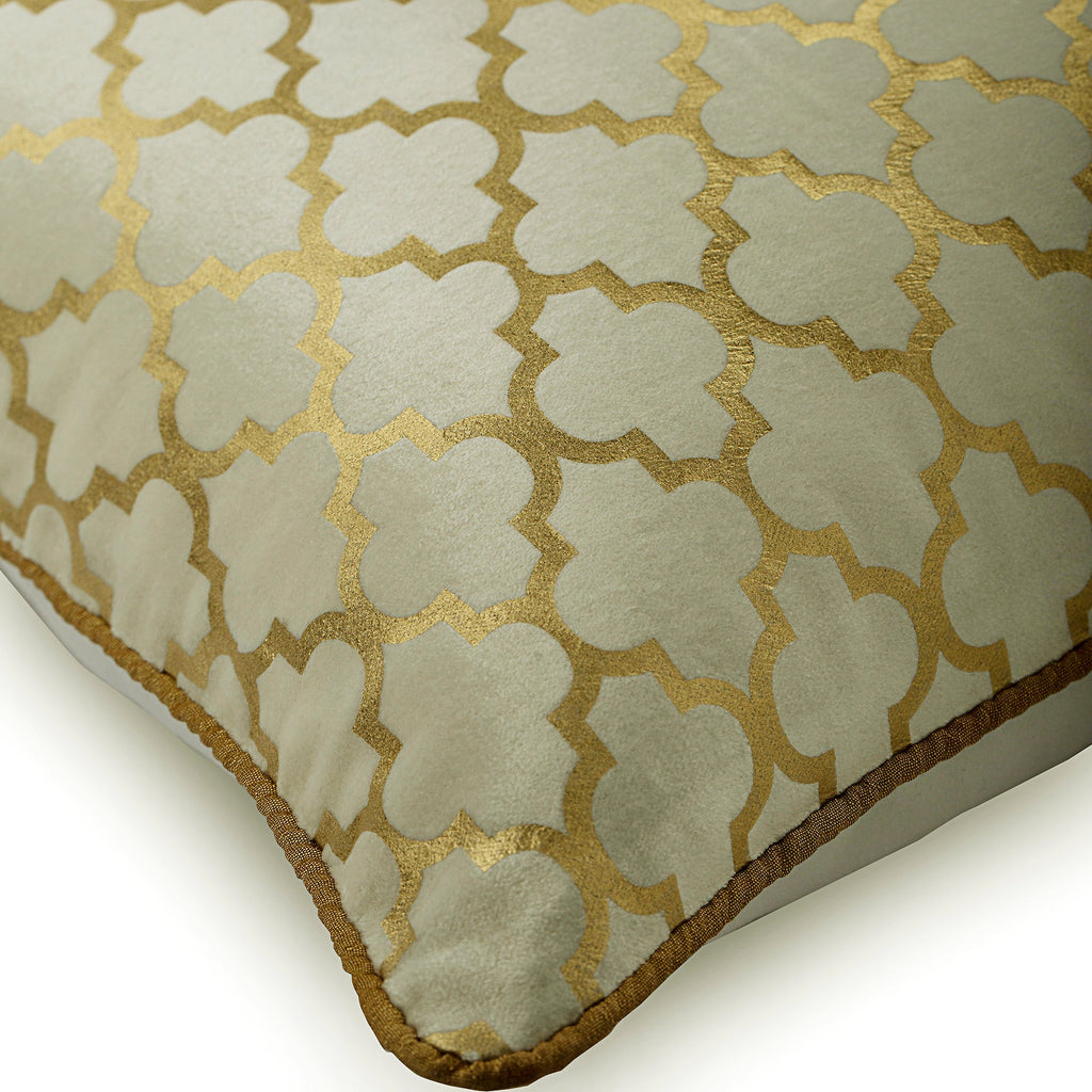 Moroccan Lattice - Gold Velvet Throw Pillow Cover