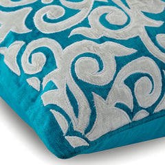 Moroccan Tile - Blue Velvet Throw Pillow Cover