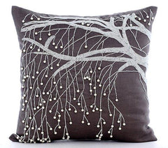 Nature Pearl - Brown Cotton Linen Decorative Euro Sham