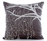 Nature Pearl - Brown Cotton Linen Decorative Euro Sham