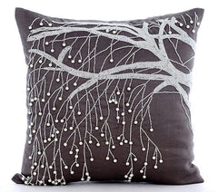 Nature Pearl - Brown Cotton Linen Decorative Euro Sham