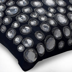 Navy Night Diamonds - Navy Blue Silk Throw Pillow Cover