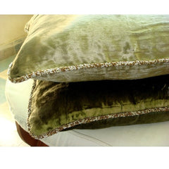 Olive Shimmer - Olive Green Velvet Decorative Euro Sham