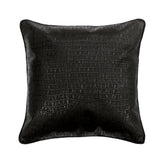 Paved Black - Black Faux Leather Decorative Euro Sham
