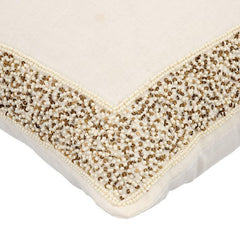 Pearl Glitter - Ivory Cotton Linen Throw Pillow Cover