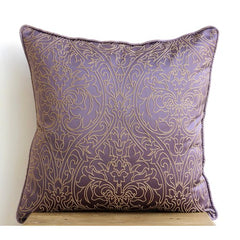 Purple Gold Damask - Purple Art Silk Throw Pillow Cover