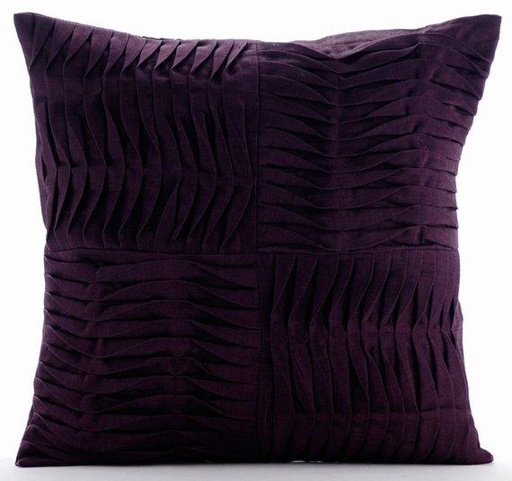 Brown Pintuck Block - Brown Linen Decorative Euro Sham