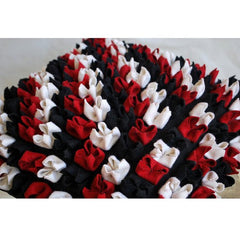 Red N Black Blossom - Red & Black Felt Throw Pillow Cover