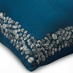 Royal Blue Silver - Royal Blue Art Silk Decorative Euro Sham