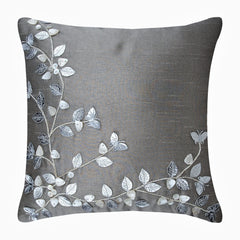 Silver Beauty - Silver Art Silk Decorative Euro Sham