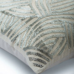 Silver Chains - Ivory Linen Throw Pillow Cover