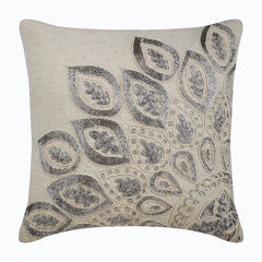Silver Charmer - Beige Linen Decorative Euro Sham