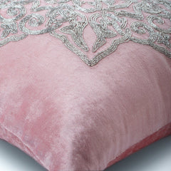 Silver Plated - Pink Velvet Decorative Euro Sham
