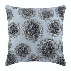Silver Round Leaves - Silver Art Silk Decorative Euro Sham