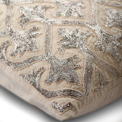 Silver Twinkles - Beige Linen Decorative Euro Sham