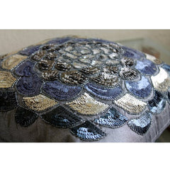 Silver Wildflower - Silver Art Silk Decorative Euro Sham