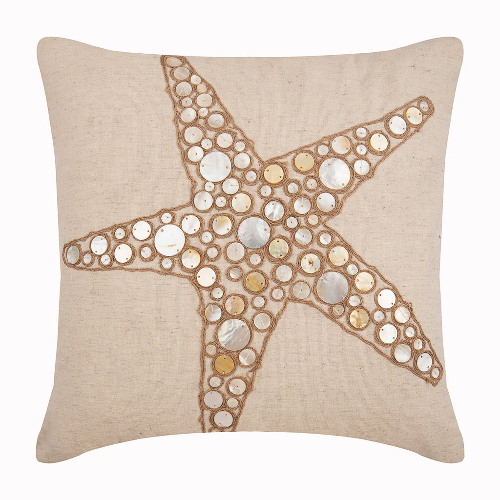 Starfish Coated Pearl - Natural Beige Cotton Linen Decorative Euro Sham