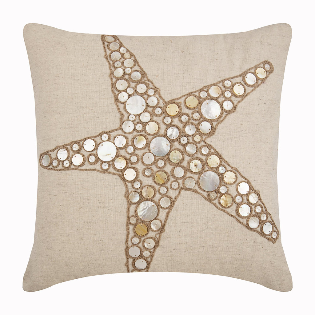 Starfish Coated Pearl - Natural Beige Cotton Linen Decorative Euro Sham